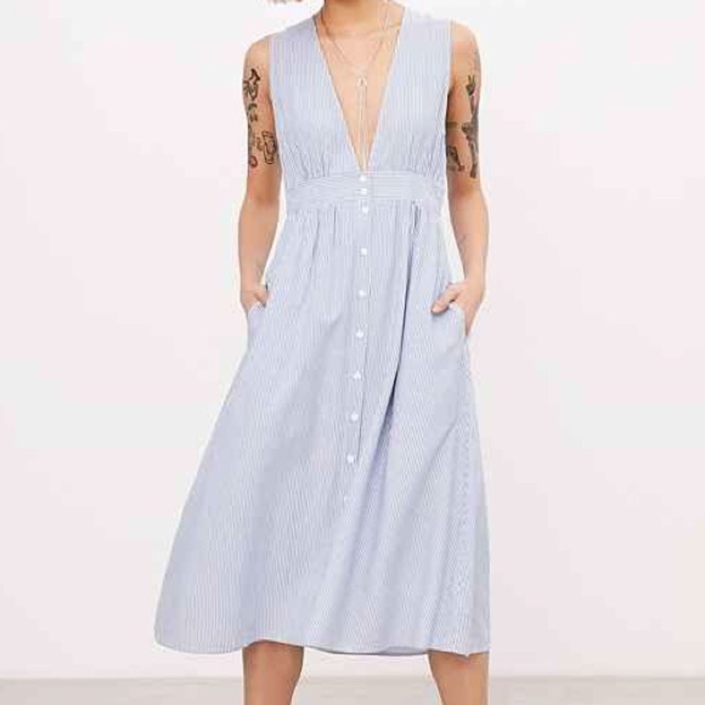 Urban Outfitters Stella Plunging Button Down Dress